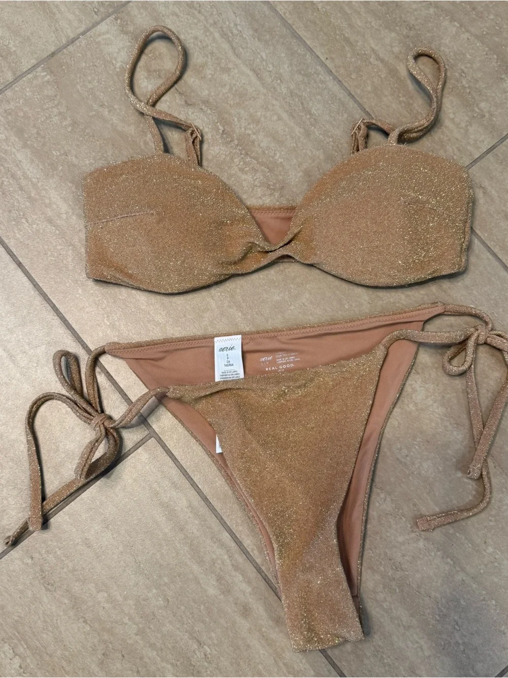 Aerie gold swimsuit - Picture 1 of 4